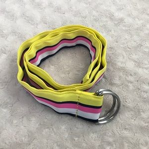 J. Crew D Ring Belt Stripes Yellow Pink White